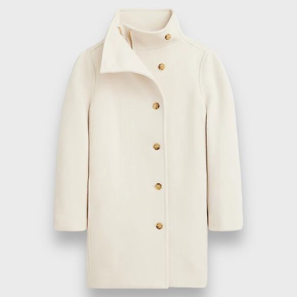 J CREW COAT 2 IVORY VILLA WOOL ITALIAN STADIUM CLOTH NELLO GORI PALE BONE CLASSY - Picture 1 of 16